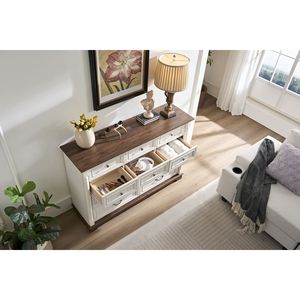 10 Drawer Rustic Wooden Dresser with Base Riser Trim Rustic <b>Chest</b> Drawers for Bedroom <b>Storage</b> - Product Image 4