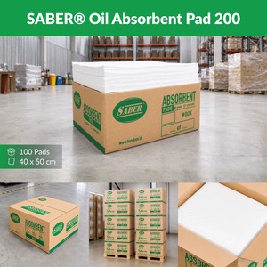 Almohadilla Absorbente de Aceite de Polipropileno de Alta Resistencia 200 GSM 40x50cm para Control de Derrames Industriales Modelo SO200-PD Marca SABER - Product Image 3