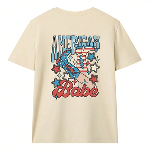 Camiseta de Hombre con Estampado American Babe, Manga Corta, Cuello Redondo, Informal, Negra, de Algodón Tejido, Corte Regular, Logotipo Frontal - Product Image 2