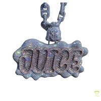 Collier Hip Hop personnalisé avec pendentif « Juice » en Moissanite et Diamant, Chaîne Bling Iced Out, Bijoux de Luxe pour Rappeur