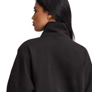Sweat-shirt noir à col zippé 1/4 pour femme, coupe oversize, manches longues, style streetwear décontracté, coupe ample, pour tous les jours - Product Image 4