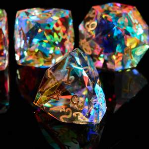 Juego de Dados de Cristal Poliédrico Personalizado, Grabado, Corte Diamante, Azul, Hecho a Mano, de Lujo, para Juegos de Rol de Mesa, 7 Piezas - Product Image 3