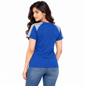 La tela suave y el escote favorecedor crean un look moderno y sencillo. Las camisetas con cuello en V para mujer son ideales para un uso diario cómodo. - Product Image 2