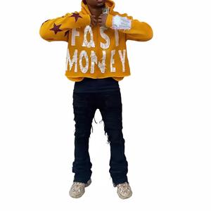 Sudadera con capucha para hombre, con cremallera, diseño de llamas, 100% algodón, estilo vintage lavado, con logotipo personalizado bordado, para primavera e invierno, en varios colores. - Product Image 4