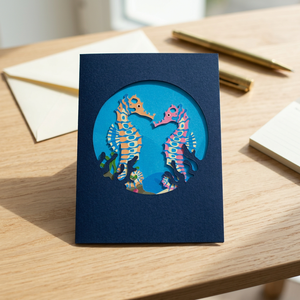 Meilleure Vente : Carte Pop-up Hippocampes 3D Faite à la Main en Papier Découpé au Laser, Design Personnalisé, Tendance Actuelle, Cadeaux de Saint-Valentin du Vietnam, Amour - Product Image 6