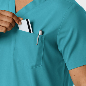 Tenue d'hôpital élégante et tendance, ensemble de blouses d'infirmière personnalisées, pantalon de jogging extensible en spandex, haut à col en V, uniforme médical en polyester - Product Image 3