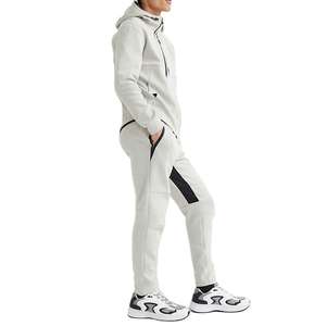 Survêtement pour homme de haute qualité, look classique, à capuche, tissu extensible uni, poids moyen, coupe régulière, respirant, séchage rapide, 100% coton - Product Image 6