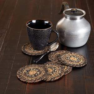 Posavasos Redondos Hechos a Mano de Mezcla de Yute, Marrón, Negro, Bronceado, Rústicos, Protectores de Mesa - Product Image 2