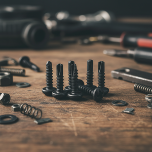 PDC 11 Tornillo de cabeza alomada de acero al carbono recubierto de negro con punta de taladro Phillips, rosca estándar DIN/ISO, Clase 4.8 6.8 - Product Image 1