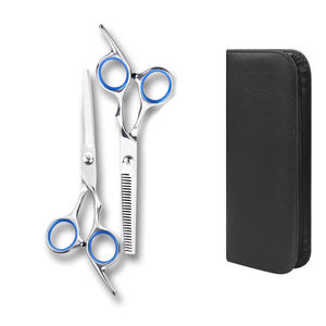 Kit d'outils de coiffure professionnel : Ciseaux de barbier, ciseaux à effiler, rasoir droit en acier inoxydable avec loupe éclairée - Product Image 3
