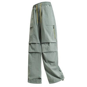 Pantalones Cargo Grises para Mujer, Cintura Elástica, Largos, de Secado Rápido, Corte Regular, Casuales, Otoñales, con Cordón, 100% Poliéster - Product Image 3