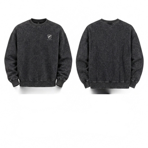 Wholesale 2026 Custom Acid <b>Wash</b> Winter Men's Sweatshirt 100% Cotton Heavyweight Crew Neck Eco-Friendly Breathable Fleece Lined - Product Image 5