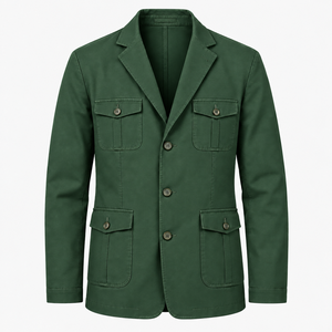 Veste Safari Homme Premium Respirante en Tissu Peigné avec Quatre Poches Classiques sur le Devant – Blazer Décontracté pour l'Automne - Product Image 4