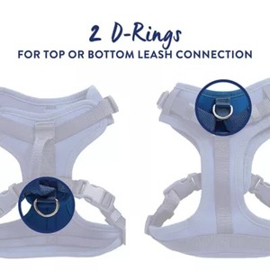 Blue Nylon Breathable <b>Dog</b> <b>Harness</b> Fur Lace Decoration Adjustable Buckle Closure <b>for</b> Large Simple Style Solid Color Pet Gear - Product Image 3