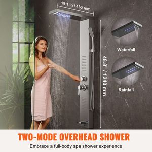 LED Shower Panel System with 5 Modes Tower Rainfall Waterfall 2 Body <b>Massage</b> Jets Tub Spout & Handheld Show for Bathroom <b>Sets</b> - Product Image 2