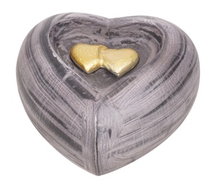 Heart Shape American Style Cremation Urn GREY ANTIQUE Color with Gold Hearts Customizable Designs for Adult - Product Image 1