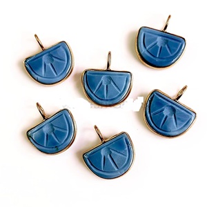 Natural Blue Opal Melon Carved Gemstone Pendant 925 Sterling <b>Silver</b> Charm 10MM 13MM Gold Plated Bezel Setting Blue Opal Jewelry - Product Image 1