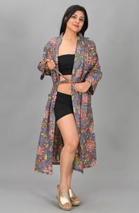 Bata de Baño de Verano para Mujer 100% Algodón, Suave, de Secado Rápido, Cuello en V, Cierre con Cordón, Larga, de Manga Larga, Estilo Kimono, Cómoda - Product Image 3