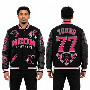 เสื้อแจ็คเก็ตเบสบอลวาร์ซิตี้แบบยูนิเซ็กซ์สำหรับวิทยาลัย  ทำจากผ้าขนสัตว์  ชุดยูนิฟอร์ม  ชุดทีม  ชุดลำลอง  ชุดกีฬา  สีและโลโก้สามารถปรับแต่งได้ - Product Image 3
