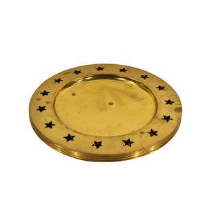 Brass Charger <b>Plate</b> Gold Etched Geometric Design Handmade Metal Serving <b>Plate</b> For Wedding Event And Hotel Table Decoration - Product Image 3