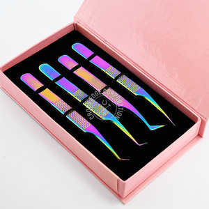 Herramienta de aislamiento de extensión de pestañas de punta de fibra, pinzas de aislamiento, pinzas antiestáticas para pestañas X volumen, herramientas de maquillaje de acero inoxidable - Product Image 1