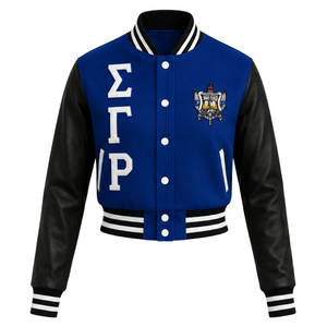 เสื้อแจ็คเก็ตบอมเบอร์ผ้าซาตินแบบครอปสำหรับผู้หญิง ยี่ห้อ Sigma Gamma Rho แบบซิป น้ำหนักเบา แฟชั่นสำหรับชมรมนักศึกษา เสื้อคลุมลำลอง สตรีทแวร์ เสื้อผ้าสั่งทำพิเศษ - Product Image 1