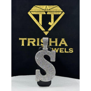 Collar de lujo con colgante inicial S de diseñador, diamante cultivado en laboratorio, plata de ley 925, estilo hip hop, regalo de Trisha Jewels - Product Image 1