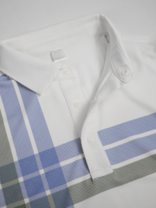 Polo pour homme blanc uni imprimé par sublimation, manches courtes, respirant, séchage rapide, tricoté en Spandex/Polyester, vêtements de golf - Product Image 3