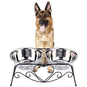 Designer Raised Pet Feeding Station with Double <b>Stainless</b> <b>Steel</b> <b>Bowls</b> and Heavy Duty Metal Stand For Cat & Dogs - Product Image 3