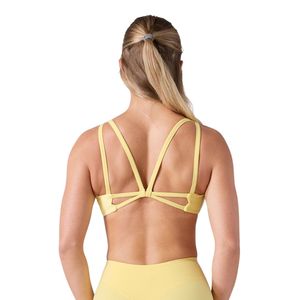 Yellow Women's Criss Cross Back Sports Bra Soft <b>Support</b> Athletic <b>Crop</b> <b>Top</b> for Exercise Yoga Gym Running Fitness - Product Image 2
