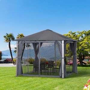Gazebo da Giardino 3x3 Metri con Tetto Ventilato e Tende a Rete, Tettoia Esterna per Giardino, Prato, Cortile e Veranda - Product Image 2