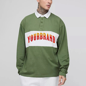 High Quality Custom Embroidered Logo Men's Long Sleeve <b>Polo</b> <b>Shirt</b> Button Down <b>Striped</b> Knitted Trendy Stylish Golf <b>Polo</b> T <b>Shirts</b> - Product Image 1