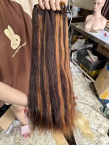 SHIN HAIRS <b>Hot</b> Selling 180% Density Kinky Vietnamese Human Hair Virgin Cuticle Aligned Double Drawn Weave Bundles for Black - Product Image 6