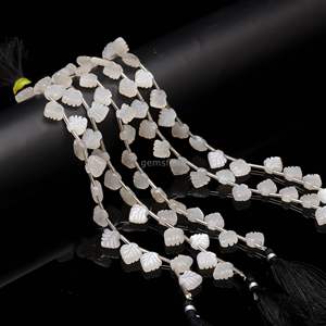 Perles en forme de feuille de pierre de lune blanche naturelle, pierres précieuses sculptées à la main pour la fabrication de bijoux, 10-11 mm, 8 pouces, vente en gros par l'Inde - Product Image 5