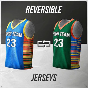 Maillots de basket-ball en gros d'usine, tenues de sport personnalisées, hauts de basket-ball réversibles de qualité supérieure, logo et nom imprimés pour hommes, jeunes et équipes - Product Image 3