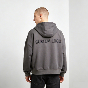 Sweat-shirts tendance pour hommes, gris foncé, en coton, à capuche, avec logo brodé personnalisé, poche surdimensionnée, sweat-shirts décontractés - Product Image 5