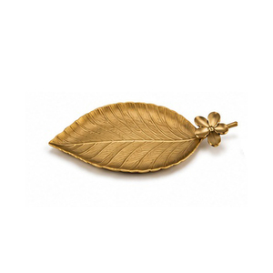 Gold Rectangular Serving <b>Tray</b> with Flower Handles Polished Metal Finish Residential Use - Product Image 5