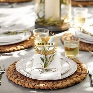 Juego de manteles individuales de jacinto de agua tejidos redondos naturales Alfombrilla de mesa de mimbre de diseño lindo para ocasiones de comedor al por mayor - Product Image 5