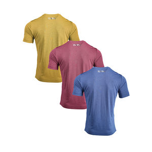 T-shirt de course 5K pour homme à manches courtes, col roulé, en coton tricoté, avec imprimé lettre sur le devant, coupe classique, respirant et séchage rapide - Product Image 3