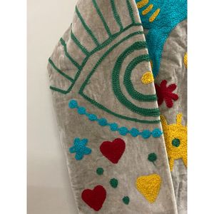 Hand Embroidered 100% Cotton <b>Velvet</b> <b>Jacket</b> <b>Women</b> Mandarin Collar Full Sleeve Floral Pattern Spring Bohemian Style Coat - Product Image 3