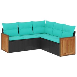 Modular Patio <b>Sofa</b> Set Black PE <b>Rattan</b> Garden Outdoor Furniture Contemporary Design - Product Image 2