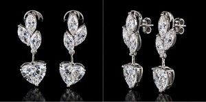 Pendientes de Diamantes Cultivados en Laboratorio con Corte Corazón Romántico, Engaste de Bisel, Chapados en Rodio y Oro, para Mujer, Regalo de Boda, Joyería - Product Image 4