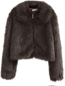 Veste d'hiver pour femme, manteau court en fourrure, fermeture éclair, capuche, fausse fourrure, imitation renard, manches longues, veste pour femme - Product Image 5