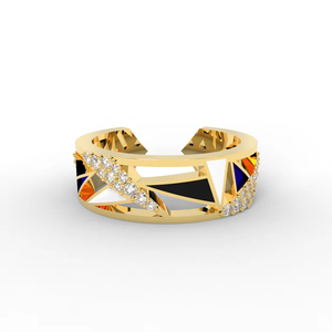Renaissance Triangular Composition Inspired Women's Minimalist <b>Finger</b> <b>Ring</b> 18K White Rose Gold Plating Lab Created Diamonds - Product Image 3