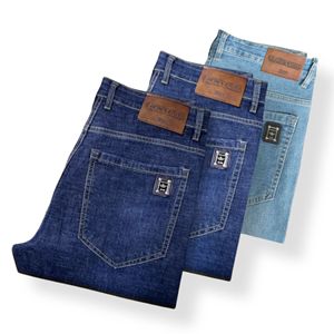 Jeans de Mezclilla Elástica de Cintura Media para Hombre, Corte Recto, Lavado Regular, con Spandex, Ecológicos, Casuales, Ajustados y Duraderos, Marca Black Eagle - Product Image 1