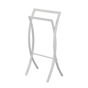 Porte-serviettes élégant en acier inoxydable à double cadre, support autoportant, organisateur de salle de bain, durable, peu encombrant et au design épuré - Product Image 3