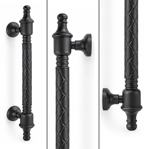 Manija de Puerta Principal Negra Mate Vintage y Manija de Vidrio, Manija de Puerta de Entrada Resistente - Product Image 2