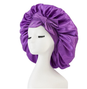 Bonnet de nuit en satin de haute qualité imprimé, bonnets en soie pour cheveux, bonnets de nuit en soie grande taille pour femmes, vente en gros, logo personnalisé en satin - Product Image 3