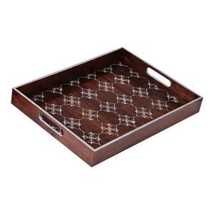 Plateau de service multifonctionnel en MDF peint à la main, de luxe moderne, avec poignées, pour décoration ottoman, écologique et de qualité alimentaire - Product Image 1