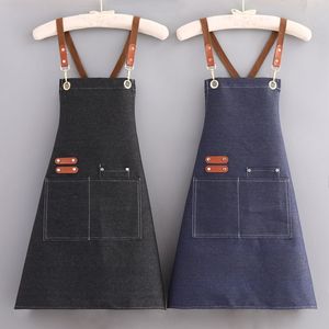 Delantal de Peluquería de Lona Negra con Bolsillos de Cuero, Duradero y Ajustable para Uso en Salón, Estilo Moderno, Color Personalizable - Product Image 3